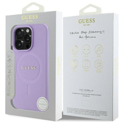 Funda MagSafe para Apple iPhone 16 Pro Max, Guess, Saffiano, Morado