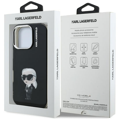 Funda MagSafe para Apple iPhone 16 Pro Max, Karl Lagerfeld, IML Aquarelle Logo Karl, Negra