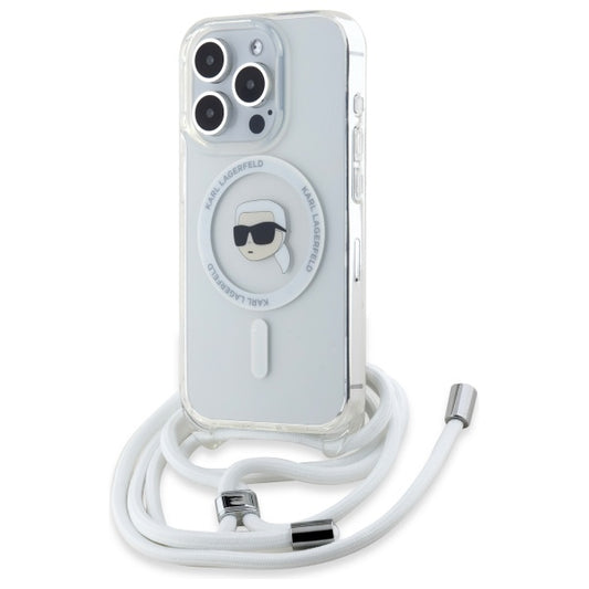 Funda MagSafe para Apple iPhone 16 Pro Max, Karl Lagerfeld, IML Crossbody Karl's Head, Transparente