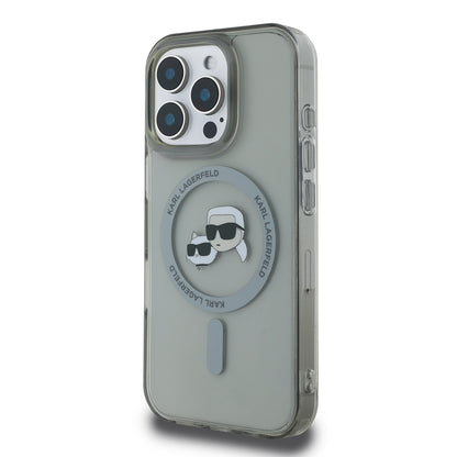 Funda MagSafe para Apple iPhone 16 Pro Max, Karl Lagerfeld, IML Metal Karl & Choupette's Heads, Negra