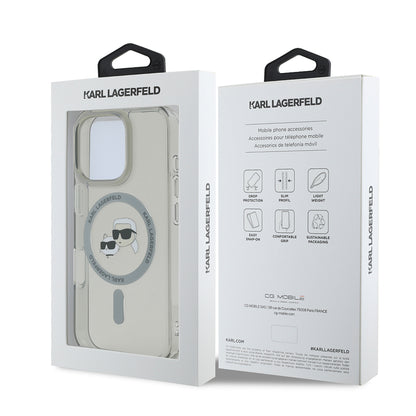 Funda MagSafe para Apple iPhone 16 Pro Max, Karl Lagerfeld, IML Metal Karl & Choupette's Heads, Negra