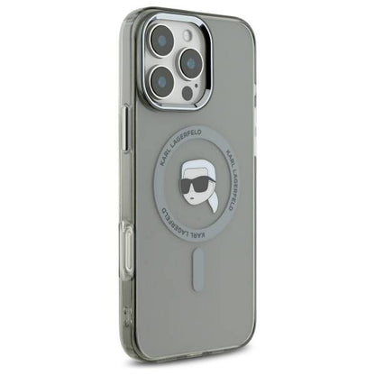 Funda MagSafe para Apple iPhone 16 Pro Max, Karl Lagerfeld, IML Metal Karl's Head, Negra