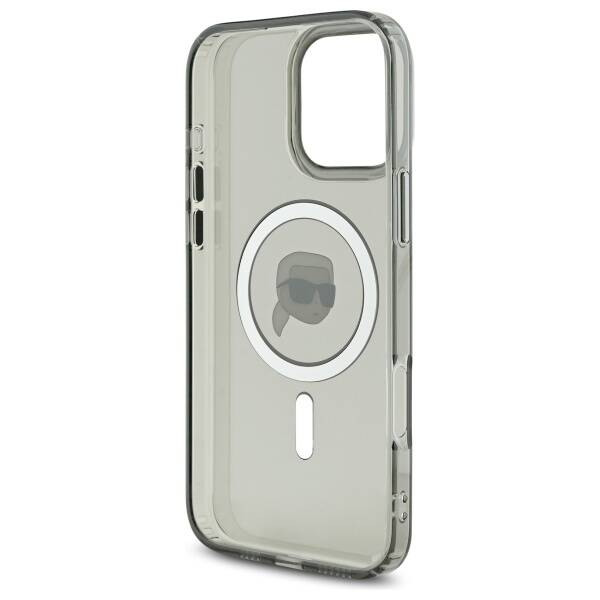 Funda MagSafe para Apple iPhone 16 Pro Max, Karl Lagerfeld, IML Metal Karl's Head, Negra