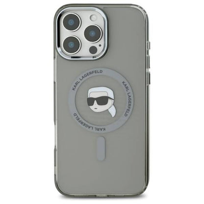 Funda MagSafe para Apple iPhone 16 Pro Max, Karl Lagerfeld, IML Metal Karl's Head, Negra