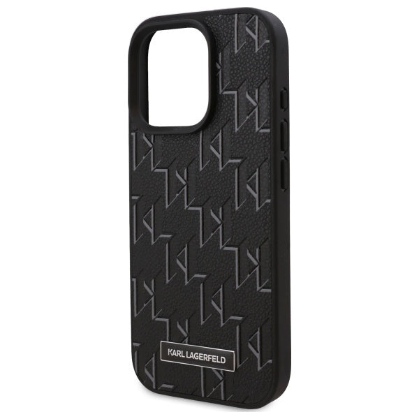 Funda MagSafe para Apple iPhone 16 Pro Max, Karl Lagerfeld, Monogram Metal Logo, Negra