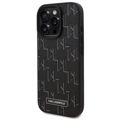 Funda MagSafe para Apple iPhone 16 Pro Max, Karl Lagerfeld, Monogram Metal Logo, Negra