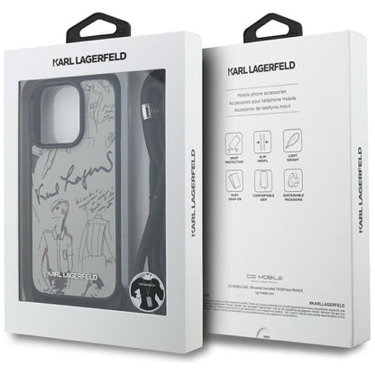 Funda MagSafe para Apple iPhone 16 Pro Max, Karl Lagerfeld, Saffiano Crossbody, Gris