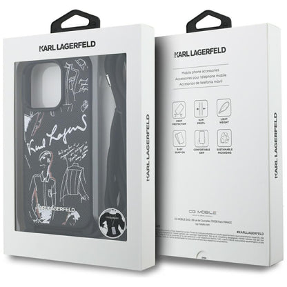 Funda MagSafe para Apple iPhone 16 Pro Max, Karl Lagerfeld, Saffiano Crossbody, Negra