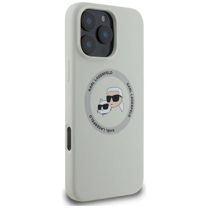 MagSafe Case for Apple iPhone 16 Pro Max, Karl Lagerfeld, Silicone Karl & Choupette's Heads, Beige