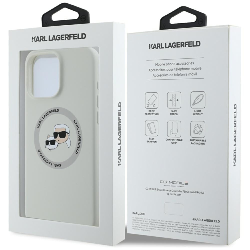 MagSafe Case for Apple iPhone 16 Pro Max, Karl Lagerfeld, Silicone Karl & Choupette's Heads, Beige