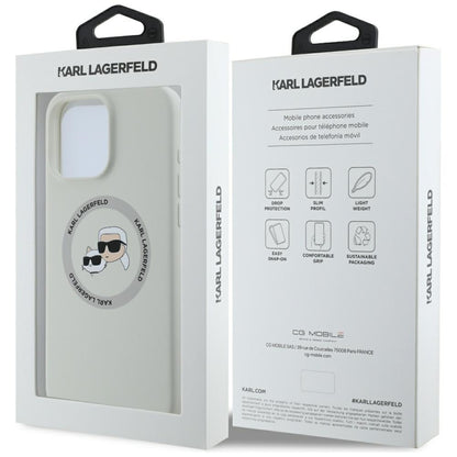 MagSafe Case for Apple iPhone 16 Pro Max, Karl Lagerfeld, Silicone Karl & Choupette's Heads, Beige