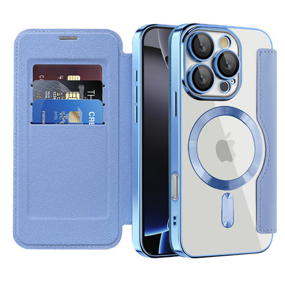 Funda MagSafe para Apple iPhone 16 Pro Max, Techsuit, SmartMag Book, Azul