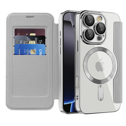 Funda MagSafe para Apple iPhone 16 Pro Max, Techsuit, SmartMag Book, Gris