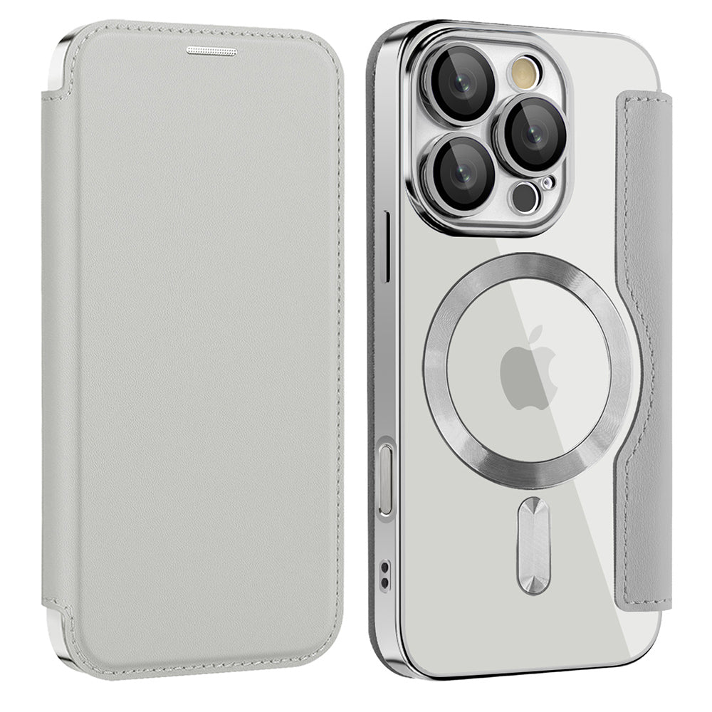 Funda MagSafe para Apple iPhone 16 Pro Max, Techsuit, SmartMag Book, Gris