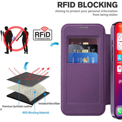 Funda MagSafe para Apple iPhone 16 Pro Max, Techsuit, SmartMag Book, Morado