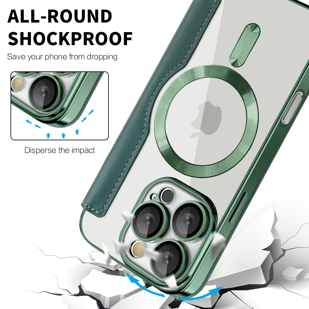 Funda MagSafe para Apple iPhone 16 Pro Max, Techsuit, SmartMag Book, Verde