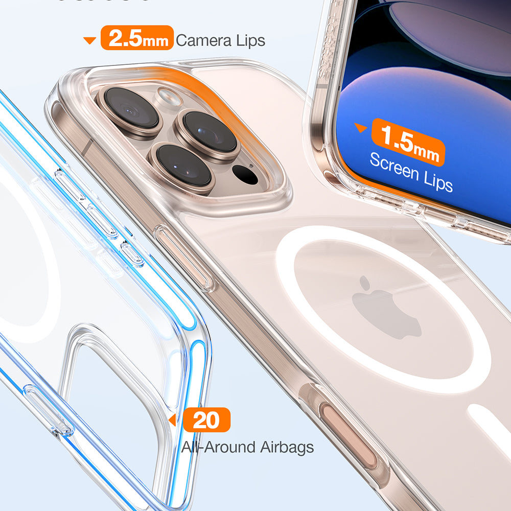 Funda MagSafe para Apple iPhone 16 Pro Max, Torras, Diamond, Transparente