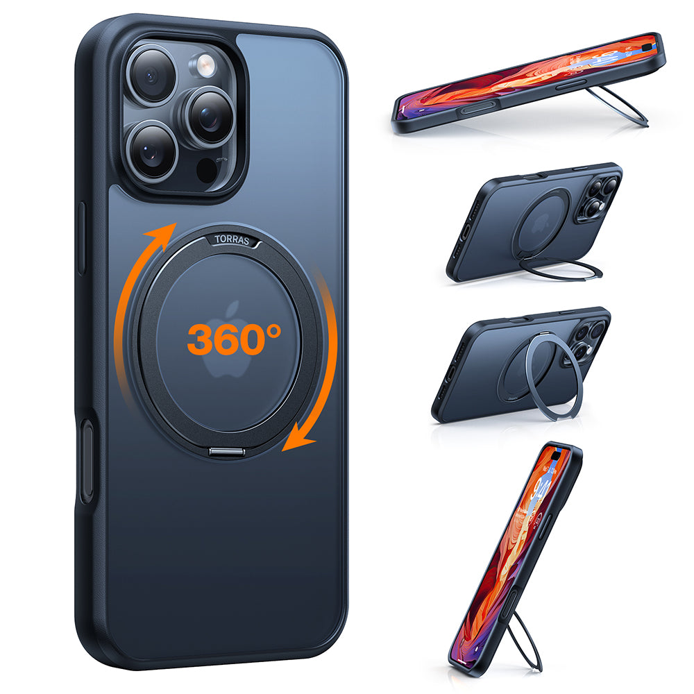 Funda MagSafe para Apple iPhone 16 Pro Max, Torras, Ostand Pro, Negra