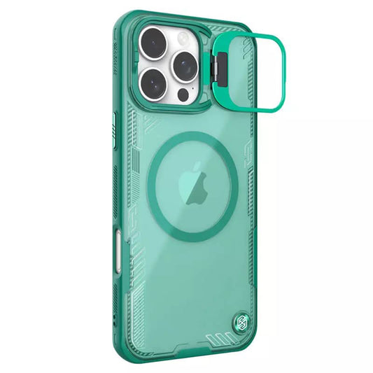 Funda MagSafe para Apple iPhone 16 Pro, Nillkin, Iceblade Prop (con recorte para cámara), Verde