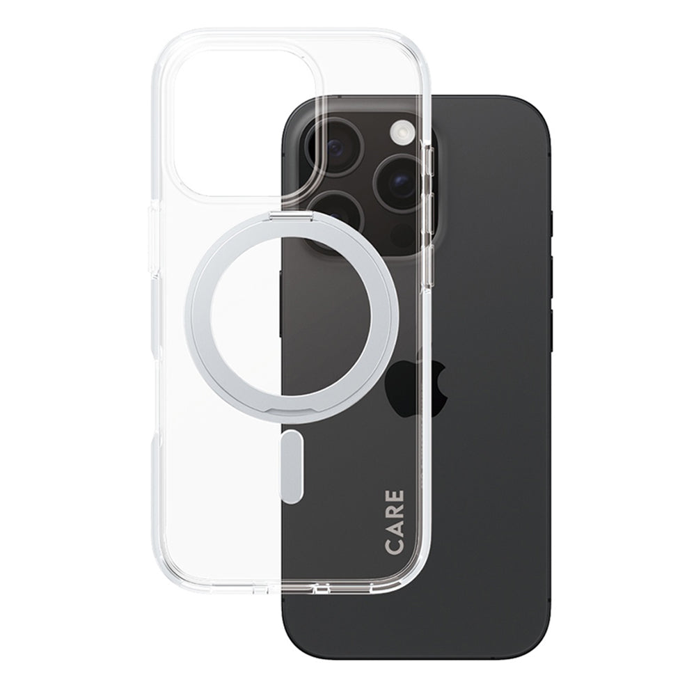Funda MagSafe para Apple iPhone 16 Pro, PanzerGlass, con soporte Kickstand, Transparente Plateada