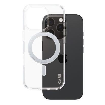 Funda MagSafe para Apple iPhone 16 Pro, PanzerGlass, con soporte Kickstand, Transparente Plateada