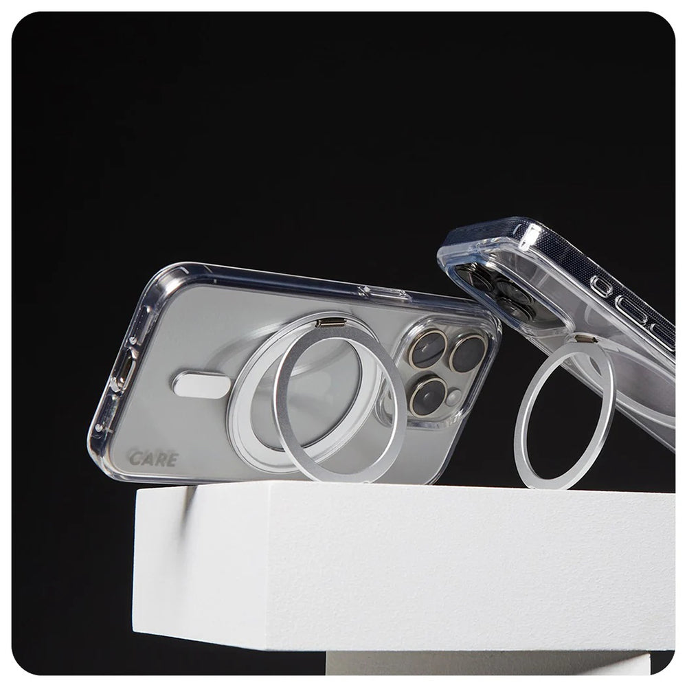 Funda MagSafe para Apple iPhone 16 Pro, PanzerGlass, con soporte Kickstand, Transparente Plateada