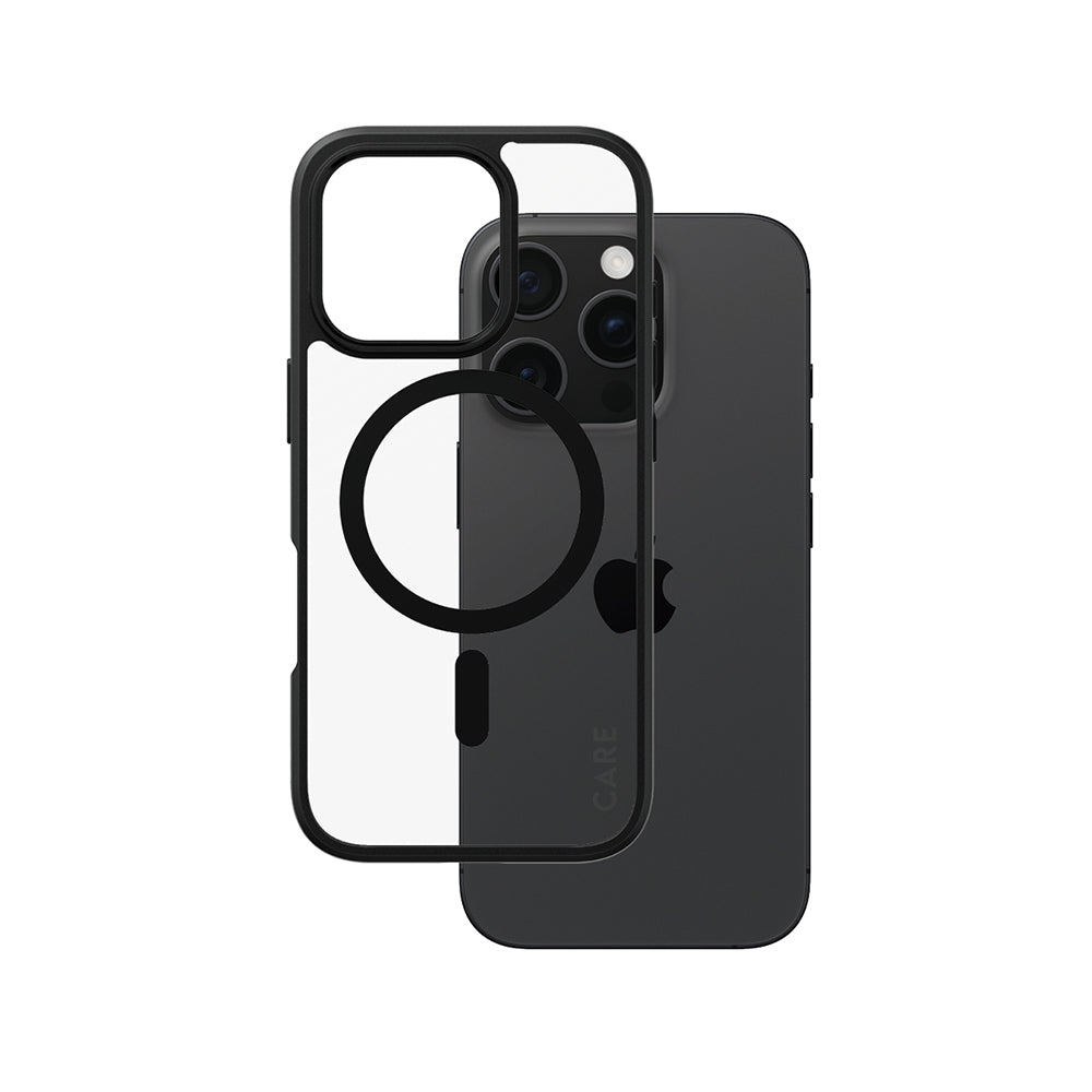 Funda MagSafe para Apple iPhone 16 Pro, PanzerGlass, Care Urban Combat, Negra Transparente