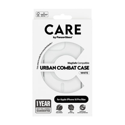 Funda MagSafe para Apple iPhone 16 Pro, PanzerGlass, Care Urban Combat, Transparente Blanca