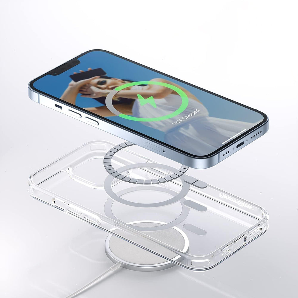 Funda MagSafe para Apple iPhone 16 Pro, PanzerGlass, HardCase, Transparente Blanca