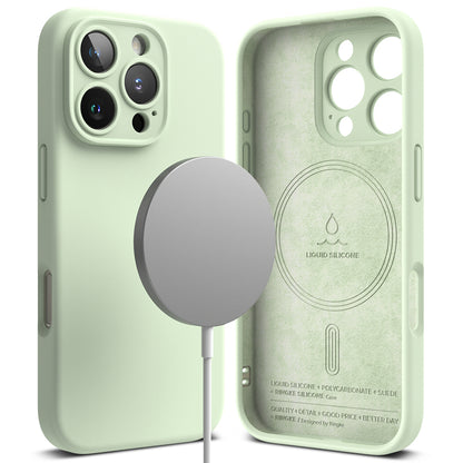 Funda MagSafe para Apple iPhone 16 Pro, Ringke, Silicona, Verde Claro