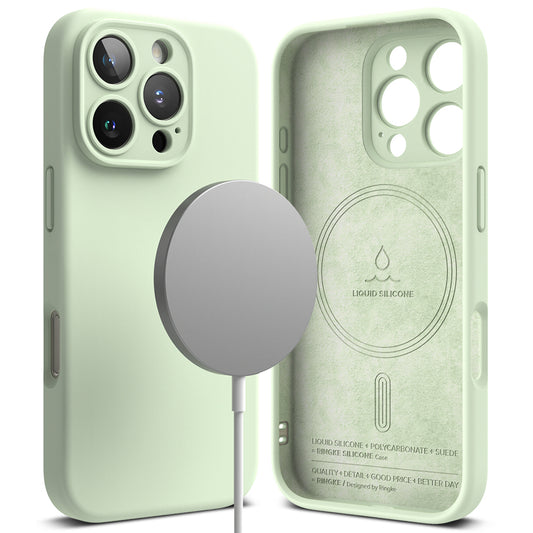 Funda MagSafe para Apple iPhone 16 Pro, Ringke, Silicona, Verde Claro
