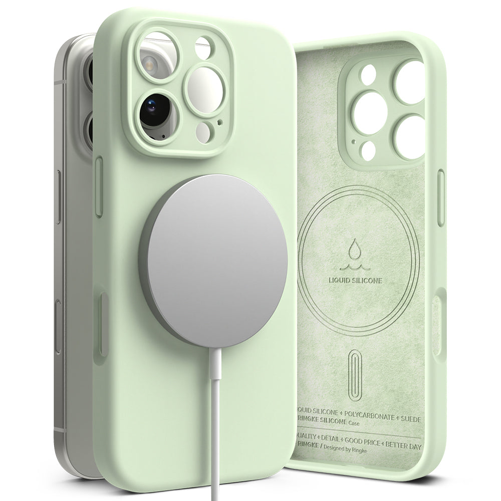 Funda MagSafe para Apple iPhone 16 Pro, Ringke, Silicona, Verde Claro