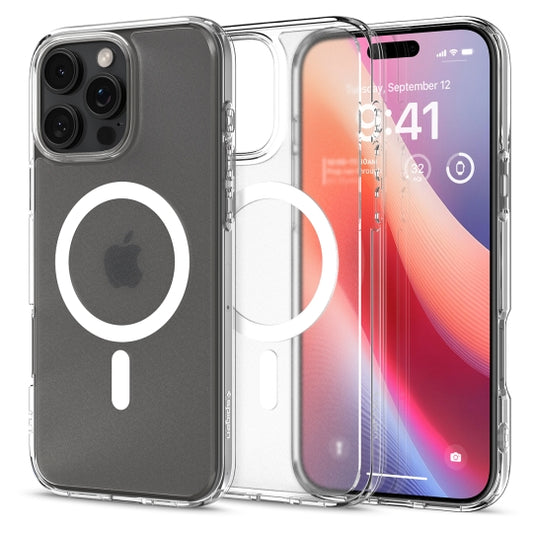 Funda MagSafe para Apple iPhone 16 Pro, Spigen, Ultra Hybrid, Transparente Satinada ACS08133
