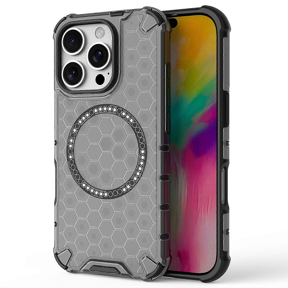 Funda MagSafe para Apple iPhone 16 Pro, Techsuit, HoneyComb Shield, Negra