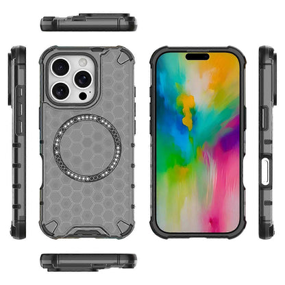 Funda MagSafe para Apple iPhone 16 Pro, Techsuit, HoneyComb Shield, Negra