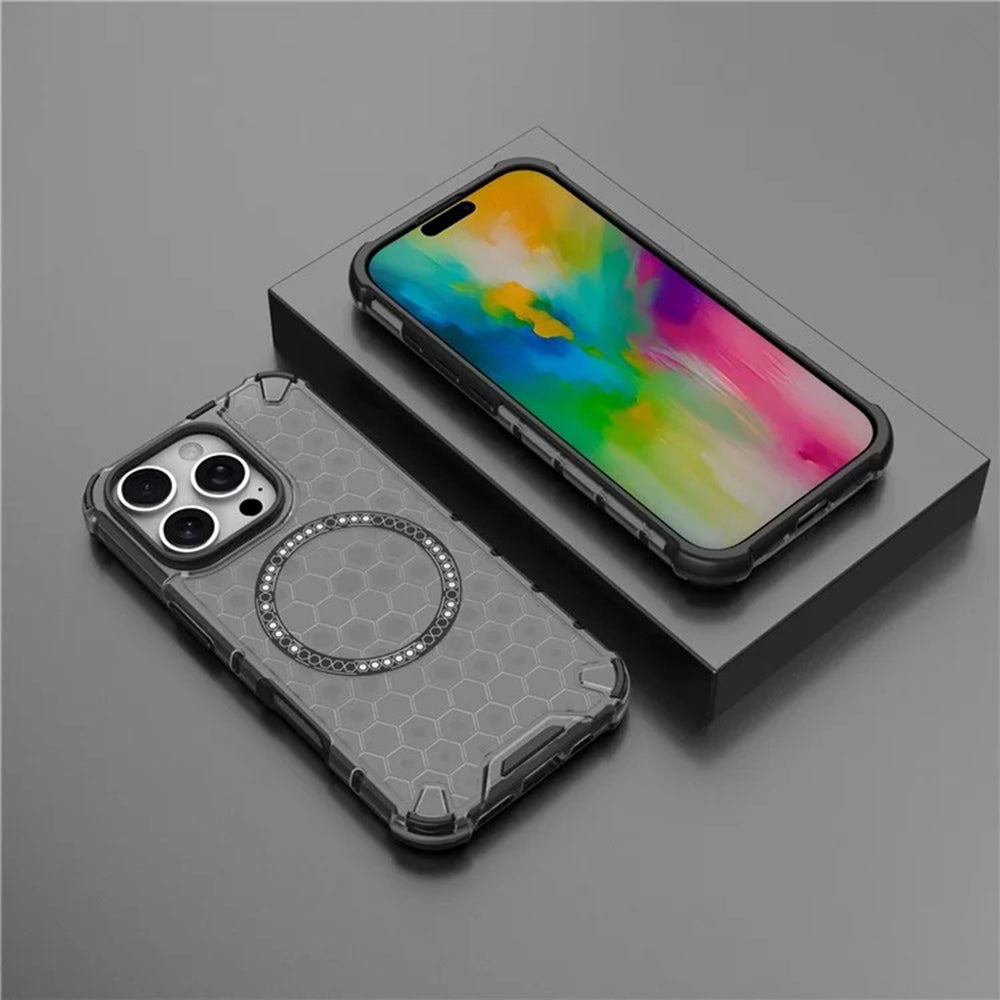 Funda MagSafe para Apple iPhone 16 Pro, Techsuit, HoneyComb Shield, Negra