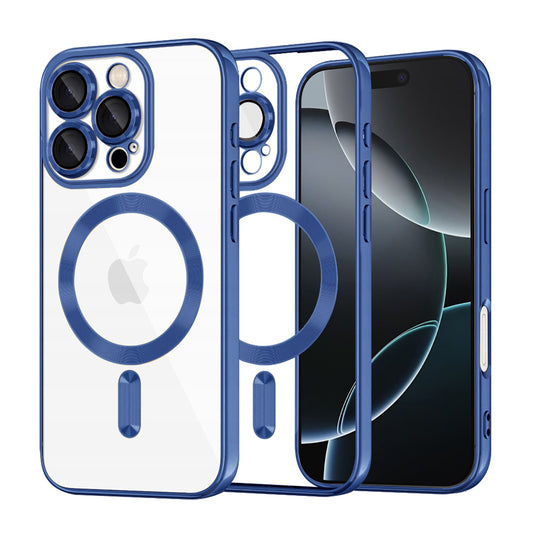 Funda MagSafe para Apple iPhone 16 Pro, Techsuit, Luxury Crystal, Azul Oscuro