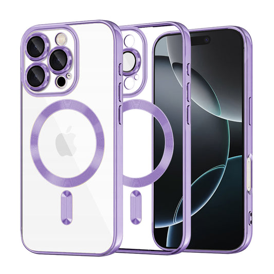 Funda MagSafe para Apple iPhone 16 Pro, Techsuit, Luxury Crystal, Morado Claro