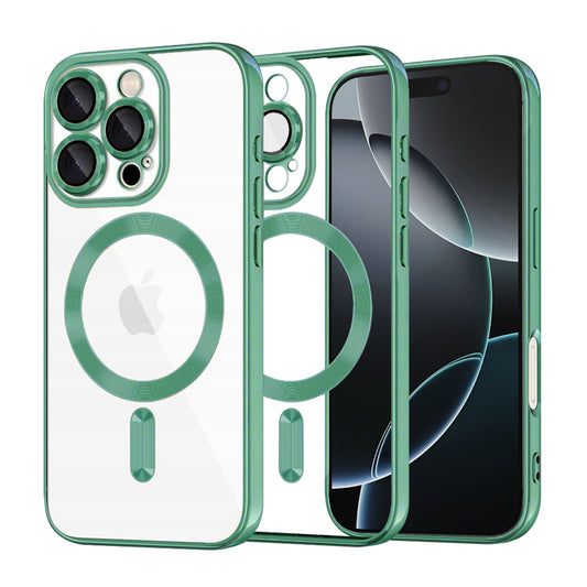 Funda MagSafe para Apple iPhone 16 Pro, Techsuit, Luxury Crystal, Verde Claro