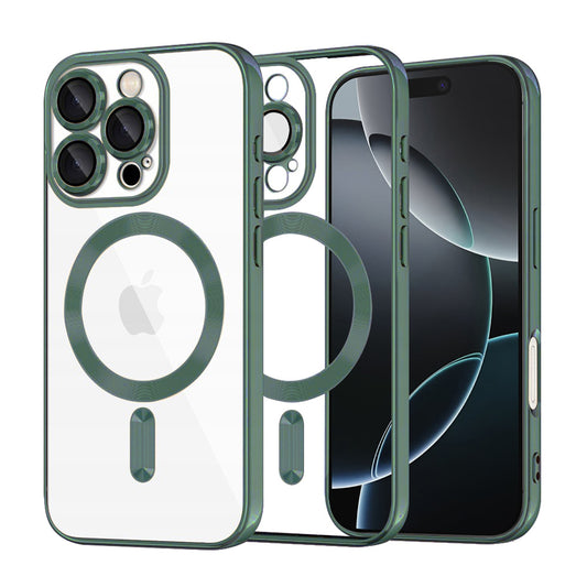 Funda MagSafe para Apple iPhone 16 Pro, Techsuit, Luxury Crystal, Verde Oscuro
