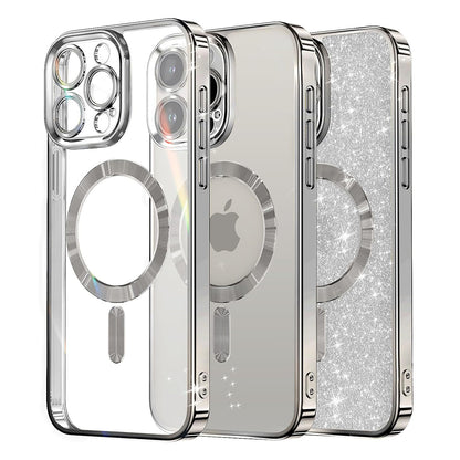 Funda MagSafe para Apple iPhone 16 Pro, Techsuit, Luxury Glitter, Plateada