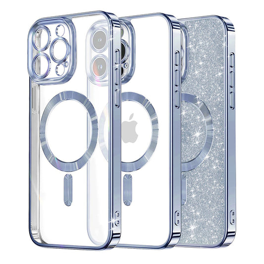Funda MagSafe para Apple iPhone 16 Pro, Techsuit, Luxury Glitter, Azul