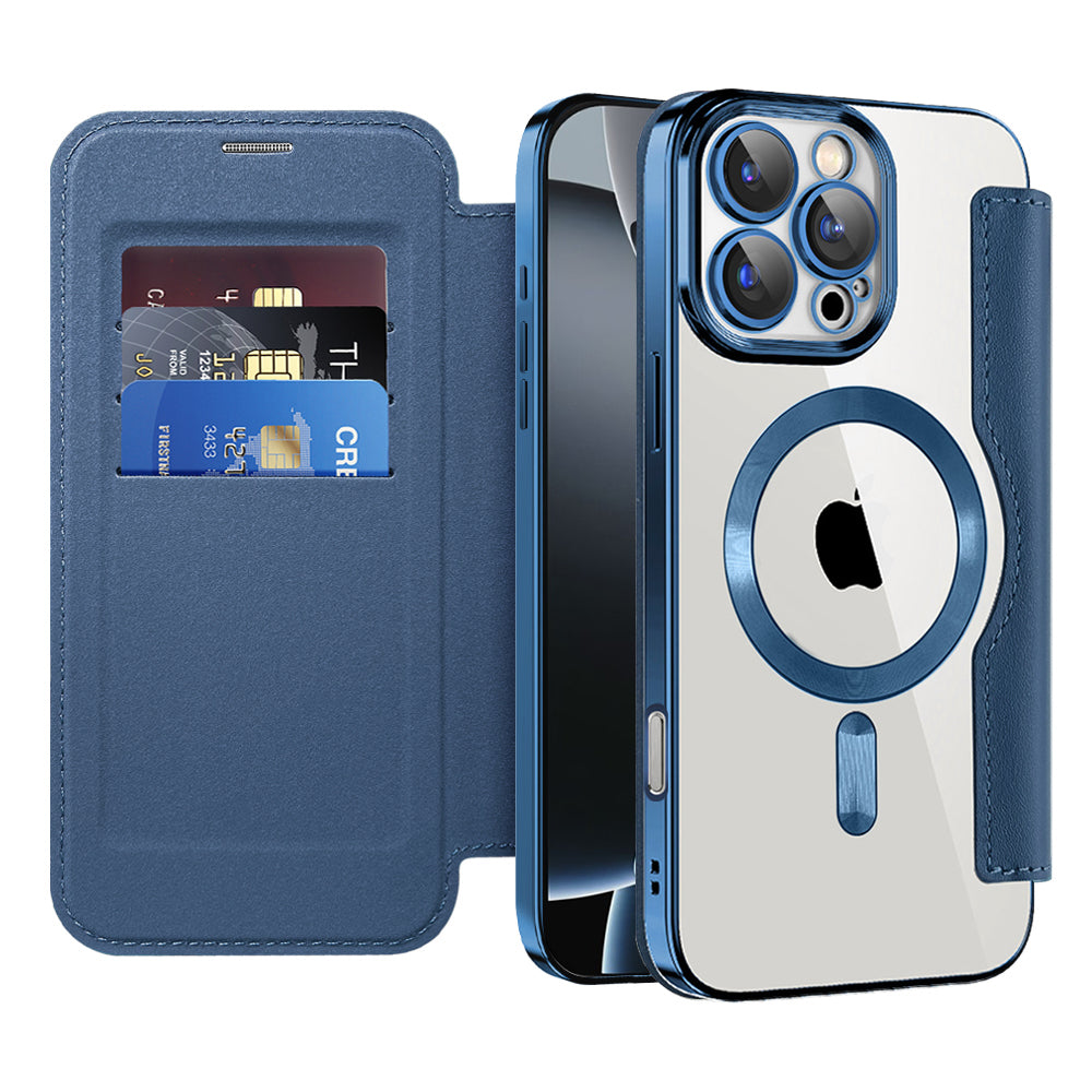 Funda MagSafe para Apple iPhone 16 Pro, Techsuit, SmartMag Book, Azul