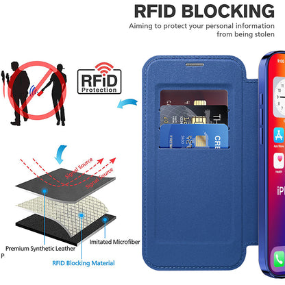Funda MagSafe para Apple iPhone 16 Pro, Techsuit, SmartMag Book, Azul