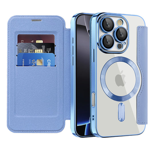 Funda MagSafe para Apple iPhone 16 Pro, Techsuit, SmartMag Book, Azul
