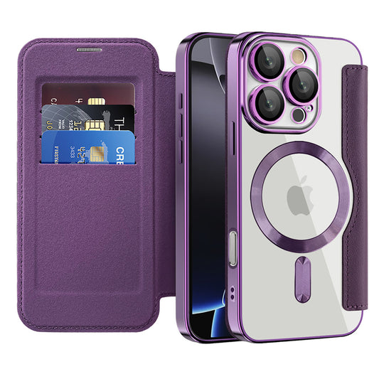 Funda MagSafe para Apple iPhone 16 Pro, Techsuit, SmartMag Book, Morado