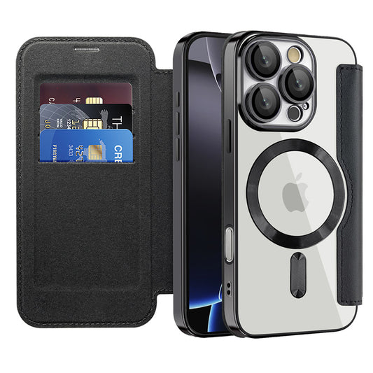 Funda MagSafe para Apple iPhone 16 Pro, Techsuit, SmartMag Book, Negra