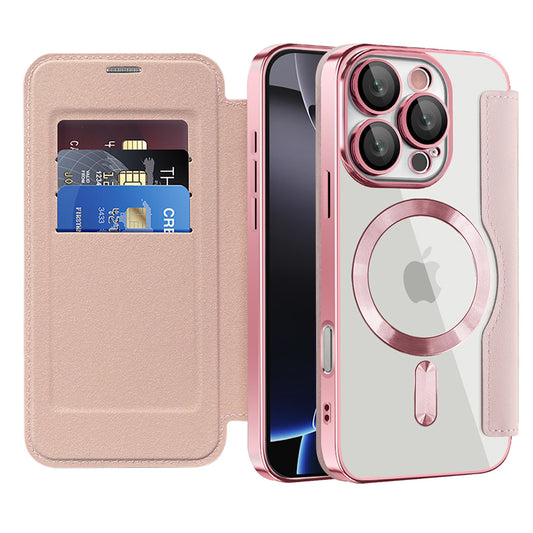 Funda MagSafe para Apple iPhone 16 Pro, Techsuit, SmartMag Book, Rosa