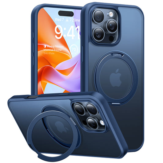 Funda MagSafe para Apple iPhone 16 Pro, Torras, Ostand Pro, Azul Marino