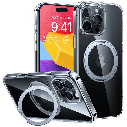 Funda MagSafe para Apple iPhone 16 Pro, Torras, Ostand Pro, Transparente